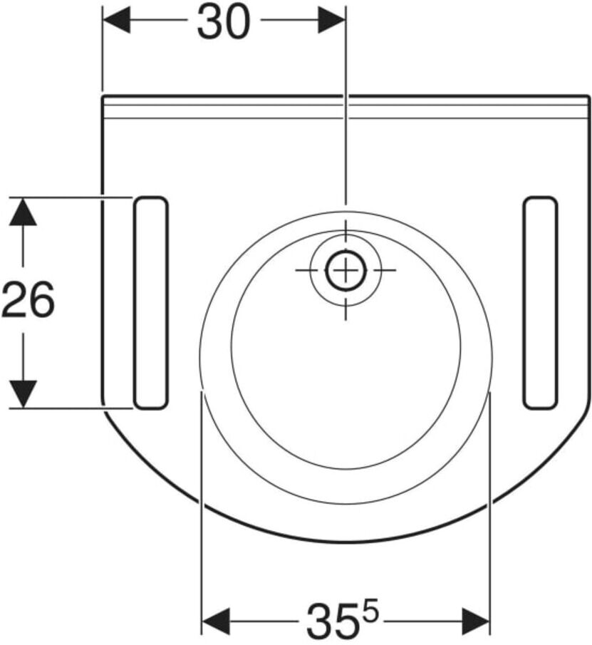 Geberit Waschtisch Publica 60x55cm, o HL, o Ü, m Auss, BF, w-a (501041001)