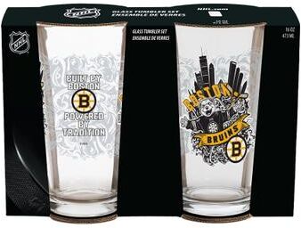 Evergreen Boston Bruins 16 oz Pint Glasses, Set of 2 - 16 oz