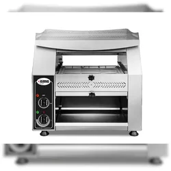 GMG - Durchlauftoaster mit Kettenband - Inklusive 3 Temperaturstufen, Krümmelschublade & Ablage oben aus Edelstahl, nutzbare Höhe 8cm