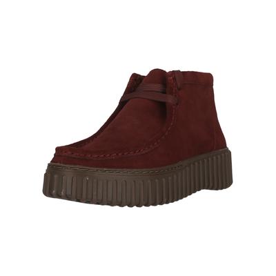 Stiefel CLARKS "Torhill Moss", Damen, Gr. 40, rot (bordeaux), Leder, Schuhe Stiefel, mit profilierter Laufsohle