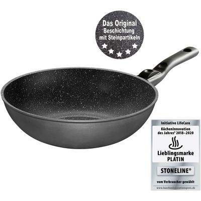 Wok STONELINE, grau (anthrazit), H:9,5cm Ø:30cm, Pfannen, Wok, Induktion, Ø 30 cm