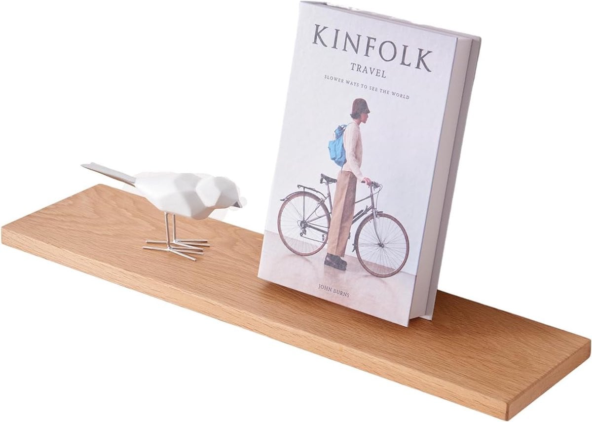 Drijvende wandplank van massief eikenhout, 40 cm, rustieke wandplank voor woonkamer, keuken of slaapkamer