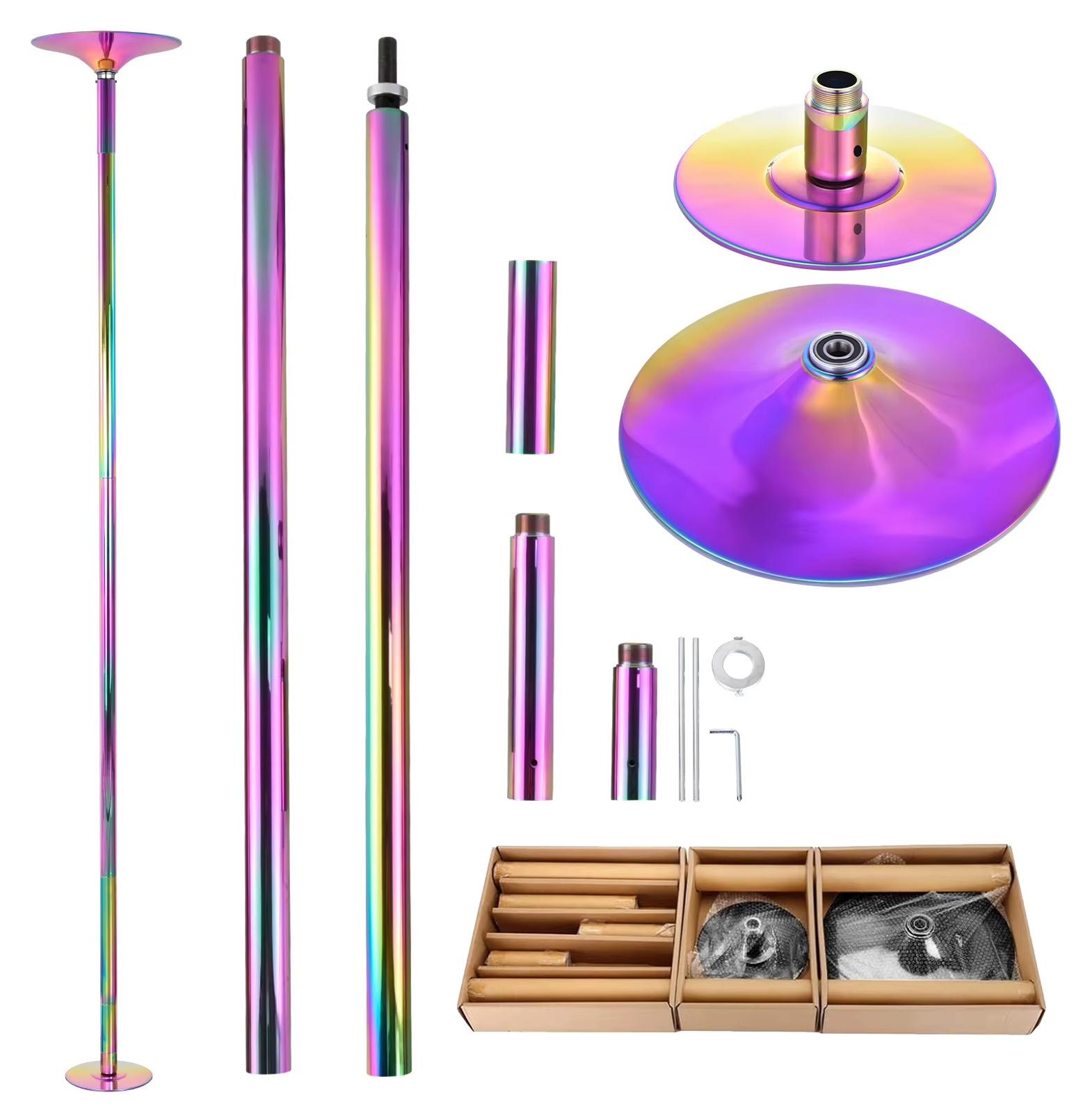 Pole-Dance-Stange - Abnehmbar - 45 mm - Dreh- und statischer Modus - Robuste Konstruktion - Tragbar - Für Zuhause und Fitnessstudio - Bunt
