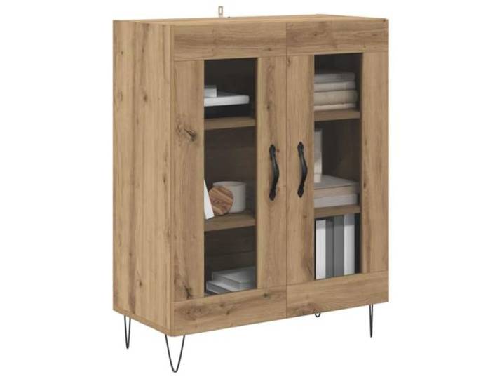 KTHLBRH Anrichte Eiche Handwerk 69,5 x 34 x 90 cm Holz mehrschichtig 3 Regale, 2 Türen, freistehendes Design, einfache Montage, für Wohnzimmer