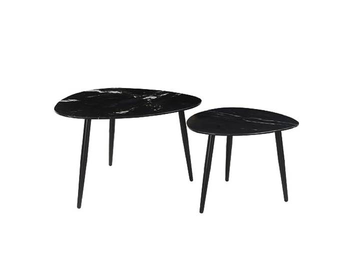 Miliboo Ovale ausziehbare Couchtische aus schwarzem Marmor und Metall (2er-Set) Platz