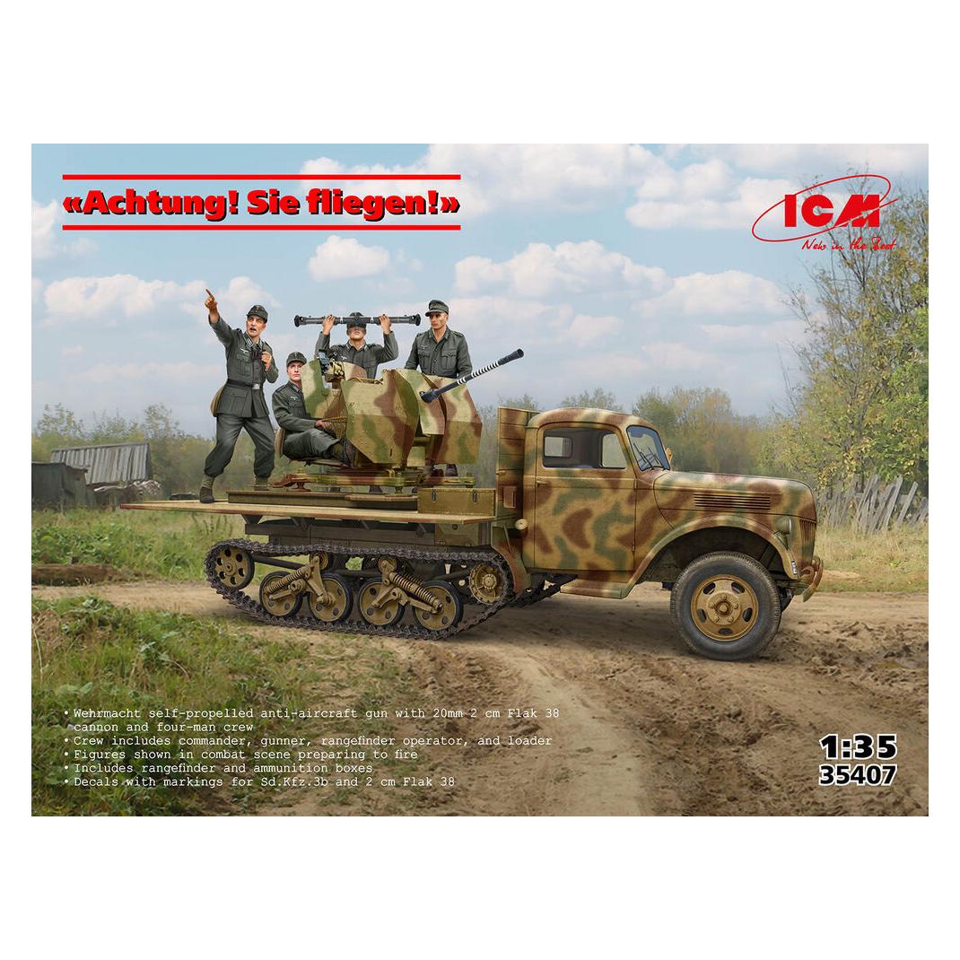 ICM Achtung! Sie fliegen! (Sd.Kfz.3b with 2 cm Flak 38 and crew) (35407)