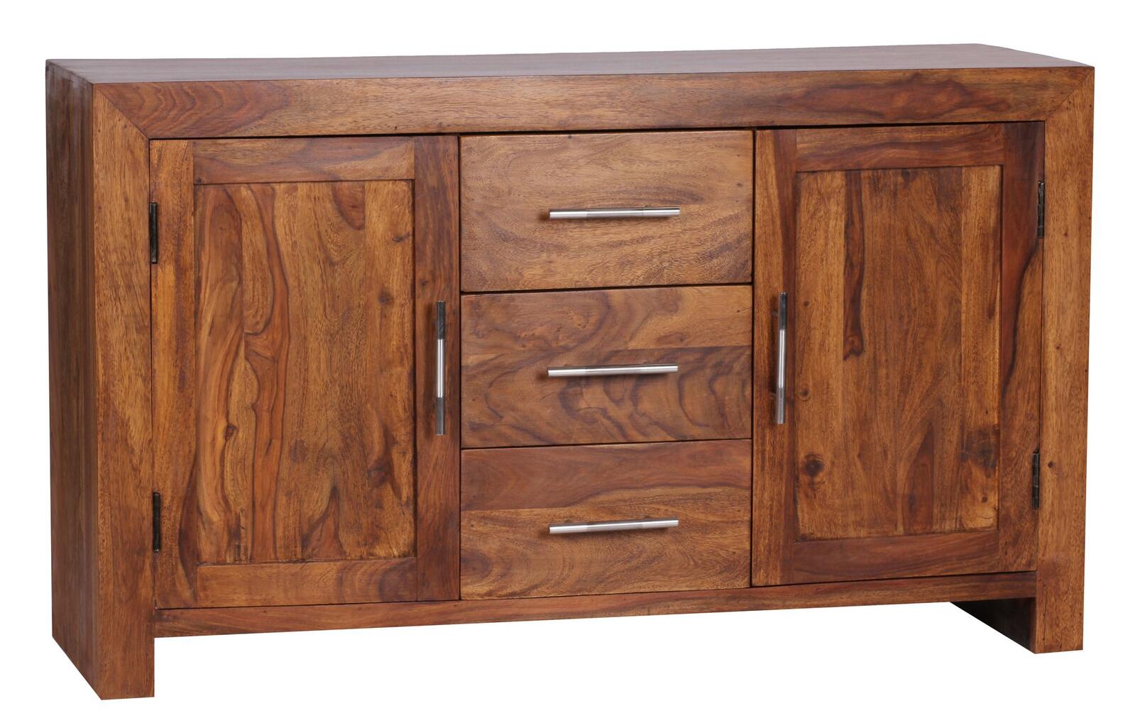 WOHNLING Sideboard Massivholz Sheesham 118 cm WL1.201