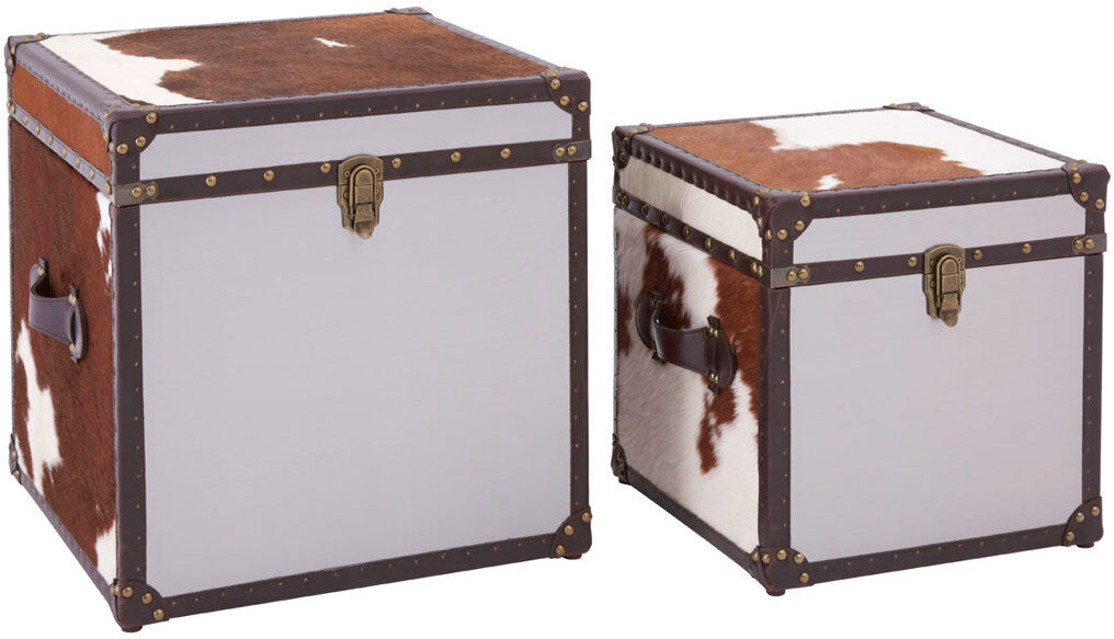 Union Rustic Brennan 2 Piece Trunk Set Set White;Brown 47cm H X 47cm W X 47cm D