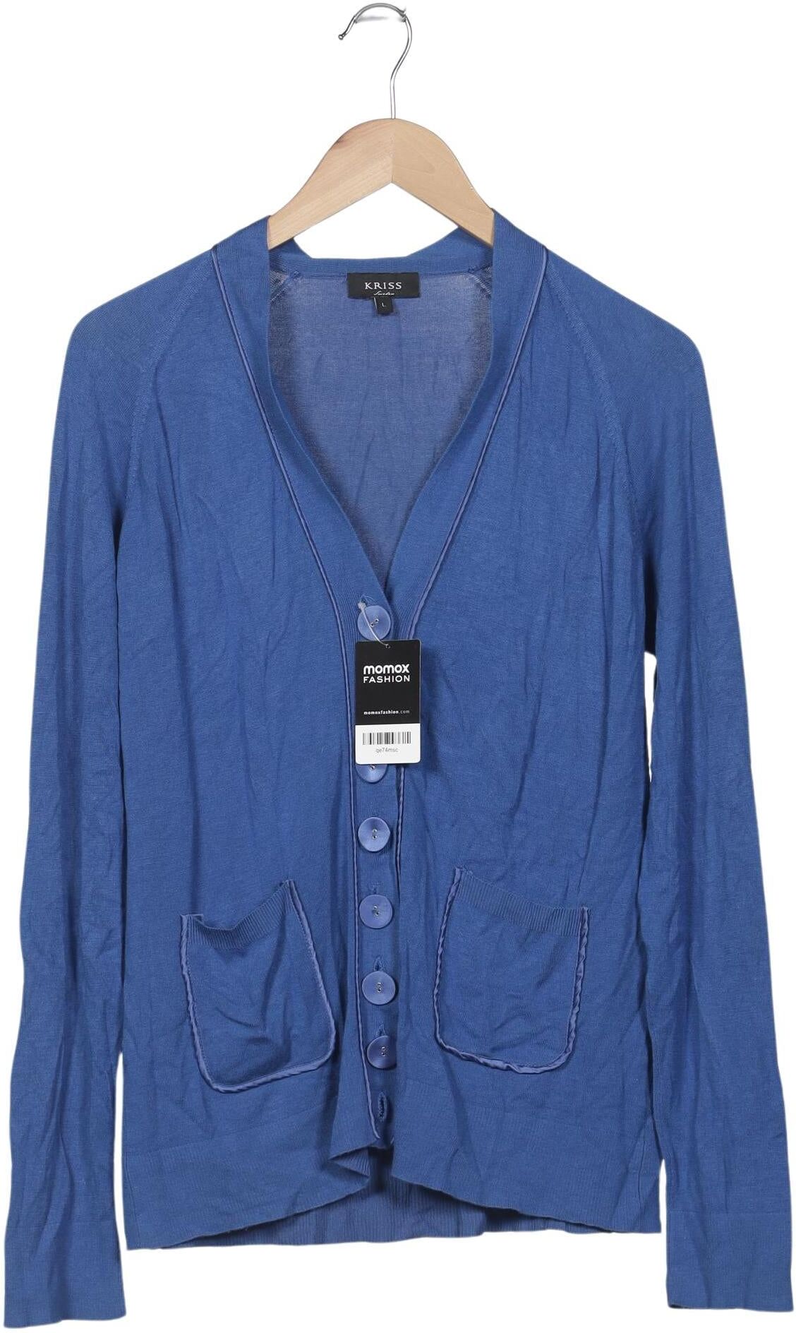 Kriss Trading Sweden Damen Strickjacke, Blau, Gr. L, Synthetik / Viskose / Seide - Second Hand