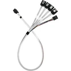 Silverstone SST-CPS05-RE - Reversed Cable - Internal Mini SAS HD SFF8643 to 4 SATA 7pin Thick Shield (60 cm, Mini-SAS, SATA), Interne Kabel (PC)