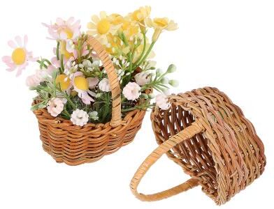Friendly Fresh Finds Mini Woven Basket Set With Handles For Flower Decor And Storage Mini Woven Basket Set With Handles For Flower Decor And Storage