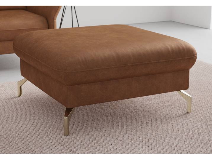 Hocker SIT & MORE Fashion , braun (cognac), B:89cm H:45cm T:89cm, Hocker, Hocker, inklusive Federkern, mit satinierten Nickelfüssen