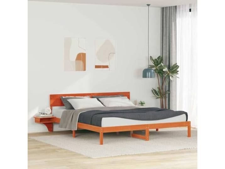 YUTAASU Bettrahmen Massiv Kiefernholz 200x200 cm Wachsbraun Plattform-Bettgestell, Einfache Montage, Pflegeleicht, Robust, Modernes Design