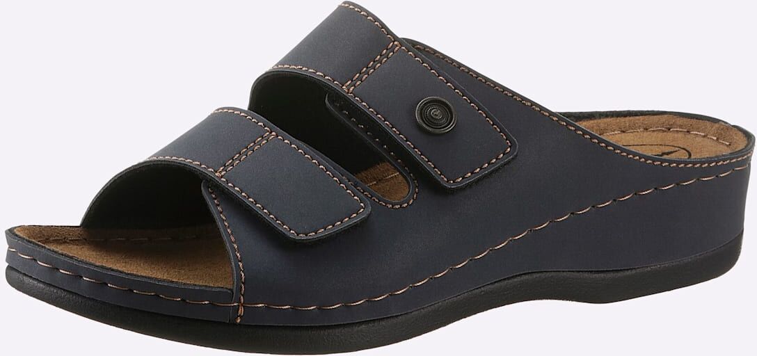 Pantolette FRANKEN-SCHUHE, Damen, Gr. 38, Lederimitat, blau (dunkelblau), Schuhe Pantolette dunkelblau 38, Lederimitat