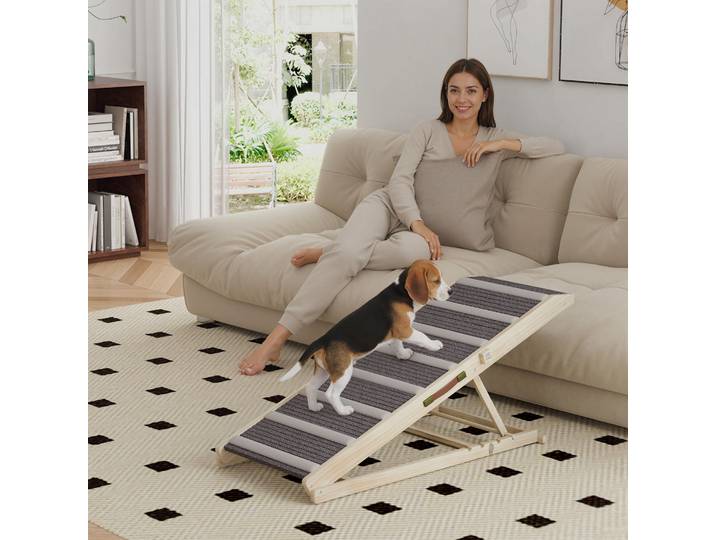PawHut Rampe Chien Bois Pliable Réglable 41-60cm Antidérapante