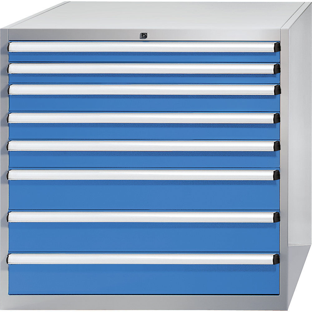 Schubladenschrank, Höhe x Breite x Tiefe 1000 x 1023 x 725 mm, Schubladen 2 x 75, 3 x 100, 3 x 150 mm eurokraft pro