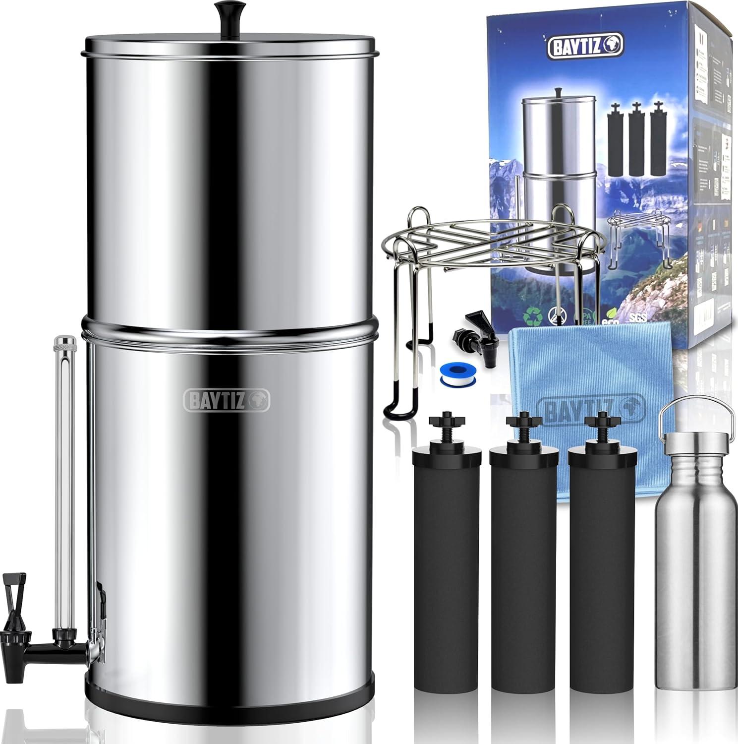 Famanu Wasserfilter 8,5 Liter - Wasserfilter für Wasserhahn und Regenwasser - Aktivkohlefilter für Camping und Survival