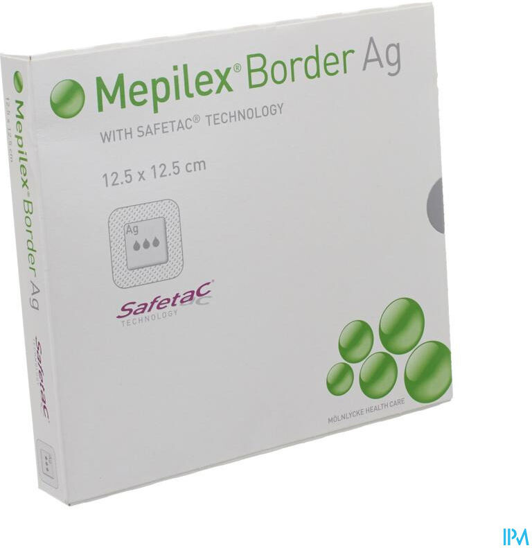 Mepilex Border Argent Pansement Stérile 12,5 cm x 12,5 cm 5 Pièces