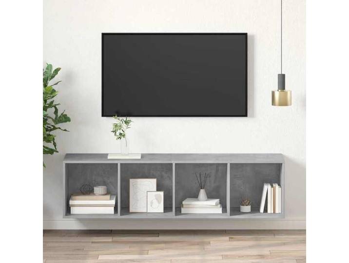 Meuble TV mural Gris Béton 37 x 37 x 142 5 cm Bois d'Ingénierie