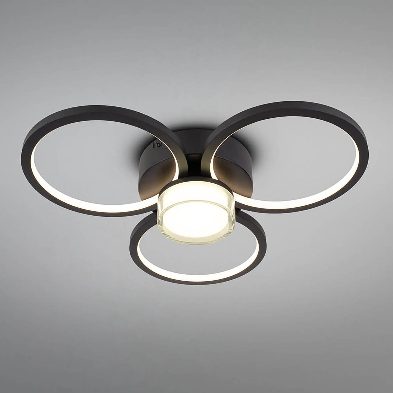 home24 LED-plafondlamp Cimo type B, zwart, Ø 44 cm