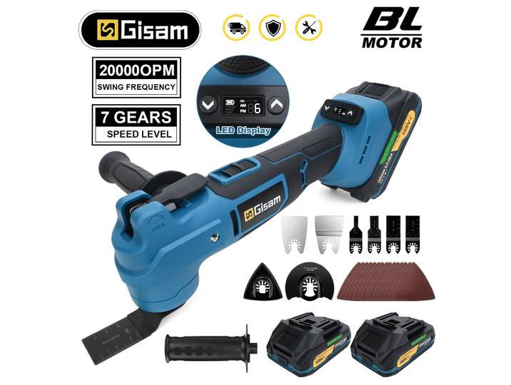 Gismo 7 vitesses sans brosse oscillant MultiTool 20000OPM électrique bois scie à découper décoration de la maison pour Makita 18v batterie broche