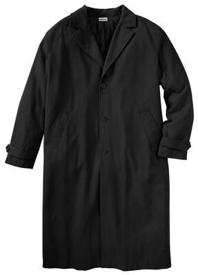 Men's Big & Tall Wool-Blend Long Overcoat by KingSize in Black (Size 4XL)