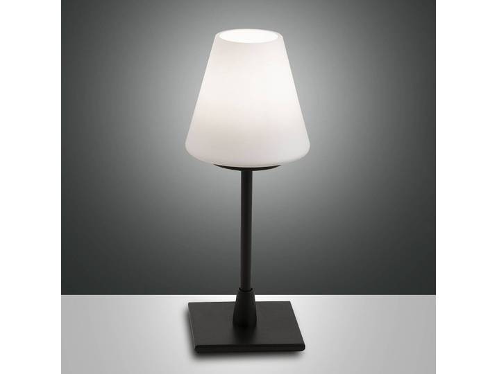 Fabas Luce Tischlampe Lucy, dimmbar, schwarz, für Schlafzimmer, Metall, Modern