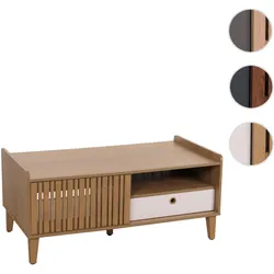 Couchtisch HWC-M48, Wohnzimmertisch Tisch Sofatisch, 52x114x59cm ~ natur, Schublade weiß