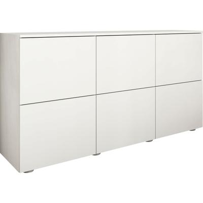 Sideboard BORCHARDT MÖBEL "Rova, Kommode Breite 139 cm", weiß (weiß matt), B:139cm H:72cm T:35cm, Holzwerkstoff, Sideboards, Sideboard, Praktische Push-to-open-Funktion, 6 Türen und 3 verstellbare Böden