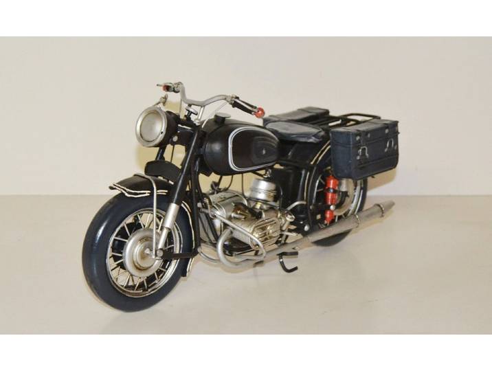 JS GartenDeko Modellmotorrad Blechmotorrad Marke BMW R 60 Motorrad Zweirad aus Blech L 31 cm
