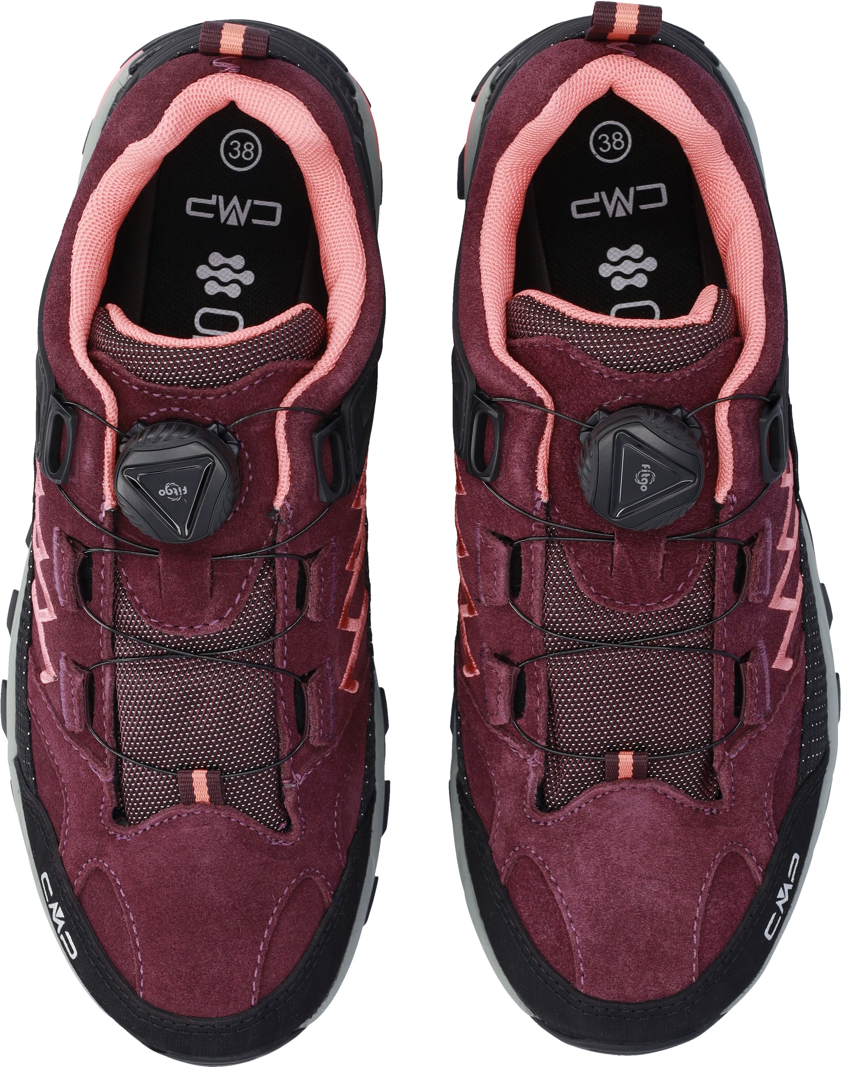 Wanderschuh CMP "RIGEL LOW FITGO WMN WP TREKKING SHOES", Damen, Gr. 38, schwarzberry, marigold, Leder, Schuhe Wanderschuh, wasserdicht schwarzberry, marigold 38