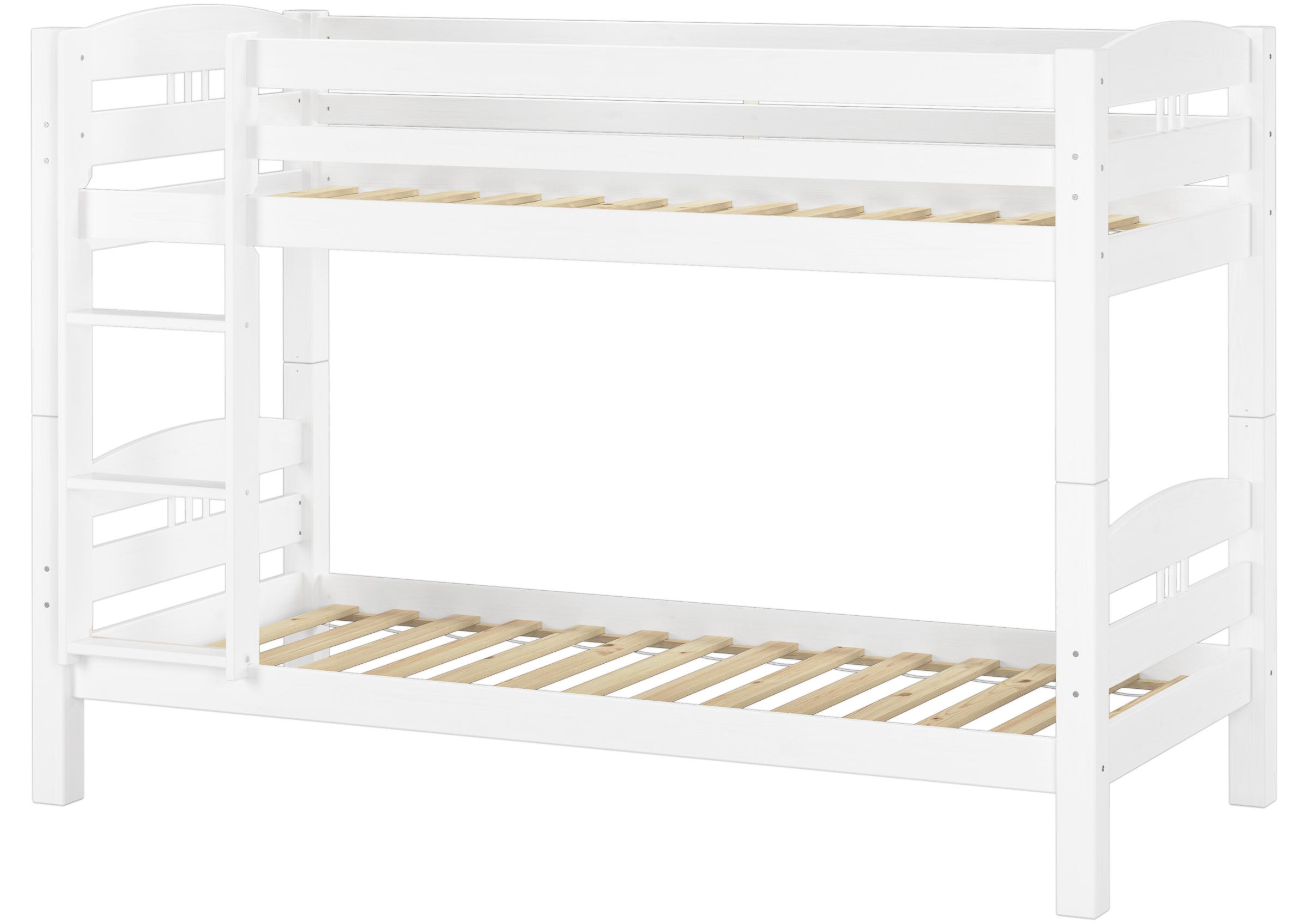 Etagenbett Kiefer weiß 90x200 Massivholzbett Kinderbett Zubehör wählbar V-60.10-09WRollrost inkl.