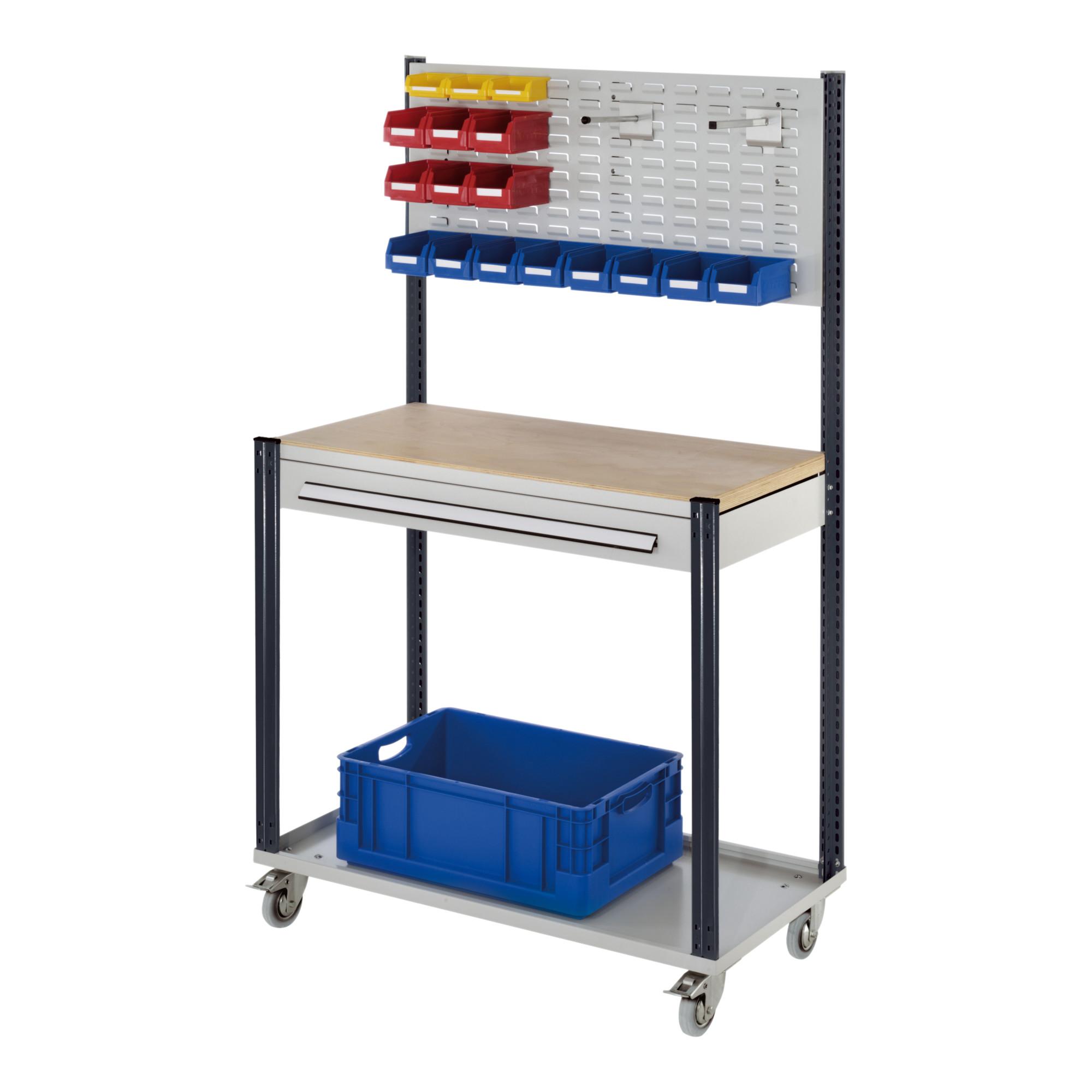 Kappes Mobile Arbeitsstation RAL 7035/7016 B1000 mm 1 Schublade Schlitzplatte (5304.00.2524)