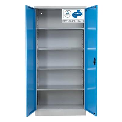 PROREGAL Stahlschrank BEE mit 6 lackierten Fachböden | HxBxT 195x92x50cm | Grau-Lichtbau | Werkstattschrank Werkzeugschrank Aktenschrank