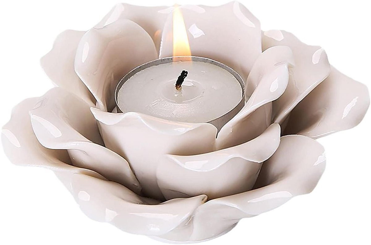 Set van 6 handgeschilderde witte keramische kandelaars voor huisdecoratie