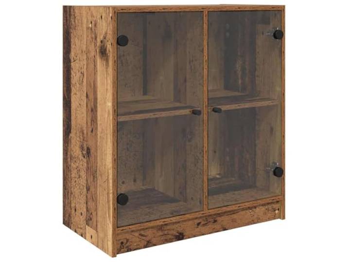 Seitenschrank Altholz 68 x 37 x 75,5 cm Holzwerkstoff mit Glastüren Sideboard, Regalflächen, Glasfronten, pflegeleichte Oberfläche, robuste Verarbeitung