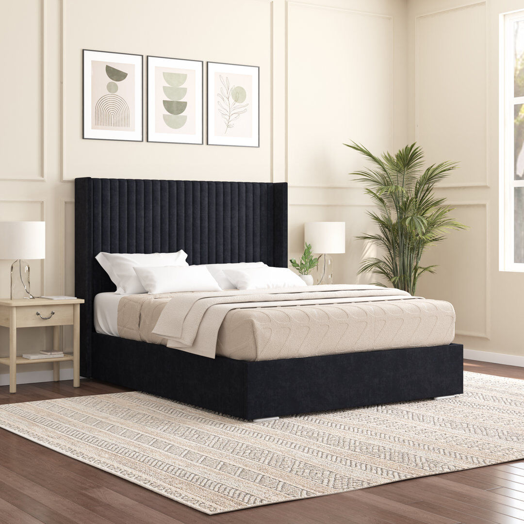 Mercury Shelton Upholstered Bed Frame Black Single (3')
