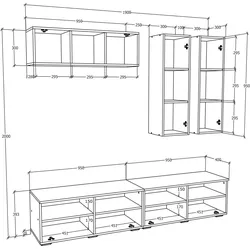VCM, TV Möbel, TV Lowboard Fernsehschrank Schrankwand Wohnzimmer Anbauwand Wohnwand Arila XL (190 x 40 x 200 cm)