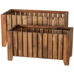 Boltze Outdoor Übertopf Nando 2er Set aus Holz, 60x30x30 / 70x35x37 cm