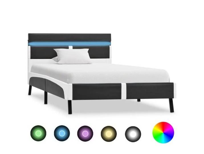 STAR - BEST 1-2 personnes Cadre de lit avec LED Gris Similicuir 90 x 200 cm{2473}