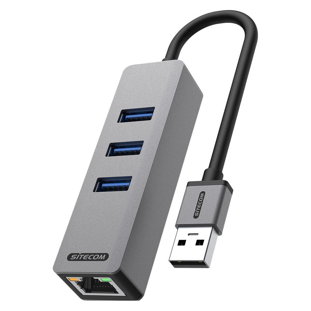 Sitecom AD-1007 USB-A zu Ether +3x USB Hub (USB-A, 3 Ports) (AD-1007)