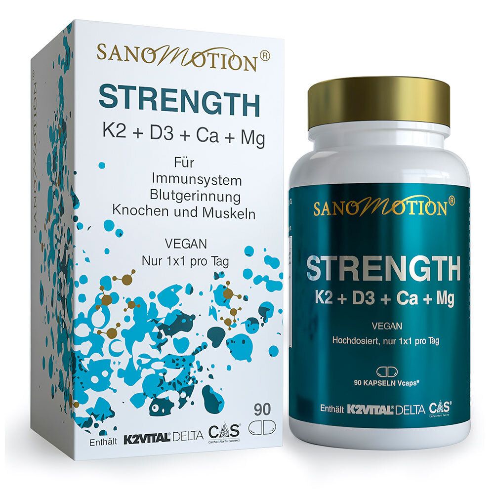Sanomotion Strength K2+D3+Ca+Mg vegan Kapseln 90 St