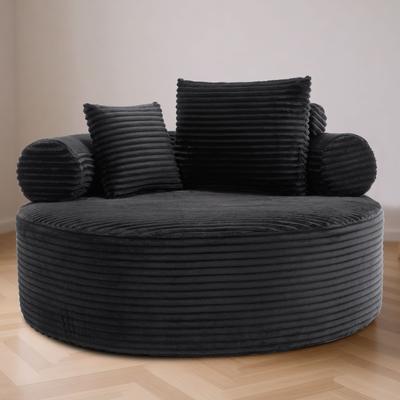 Loedds Round Memory Foam Sofa Bed with Curved Backrest and 3 Pillows