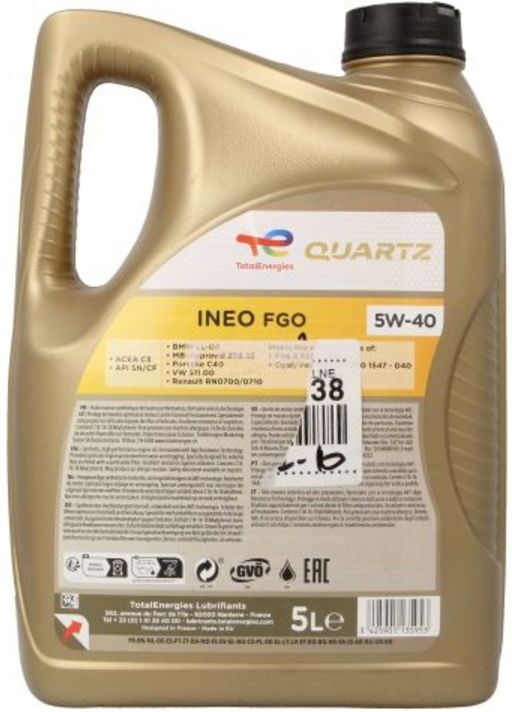 Motoröl TotalEnergies 2220193 Quartz Ineo FGO 5W40 5L