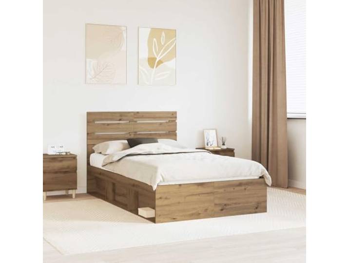 RJPLMFV Bettgestell, 120 x 190 cm, massives Kiefernholz Kopfteil inklusive, Basis aus festem Lattenrost, leicht zu reinigende Oberfläche, Montage für zwei Personen