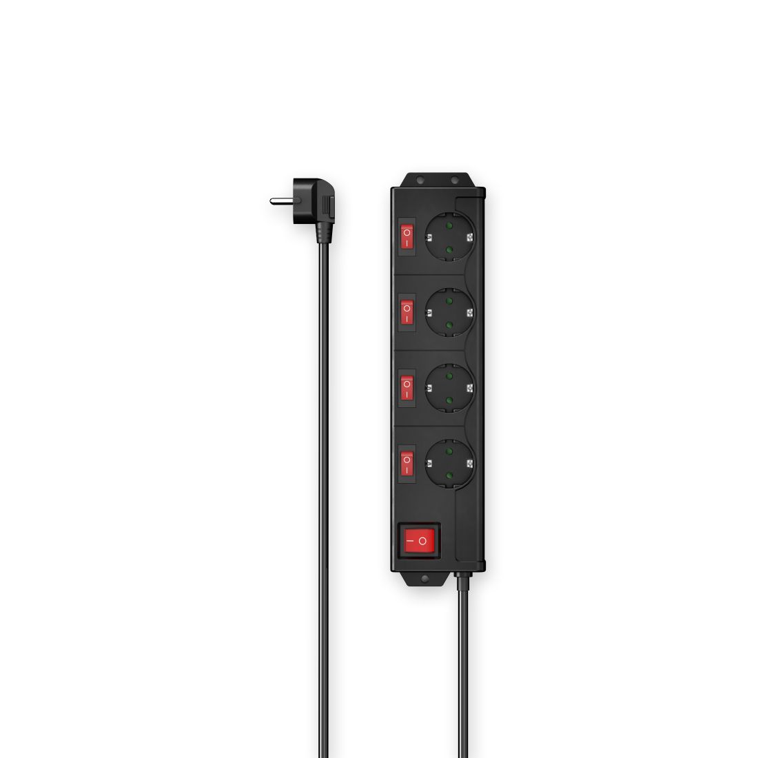 Hama 4-fach 223122 Steckdosenleiste 90° einzeln schaltbar Wandmontage (Schwarz) 00223122