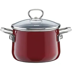 Riess Fleischtopf mit Glasdeckel Ø20cm 4 Liter Nouvelle Rosso extra stark Emaill...
