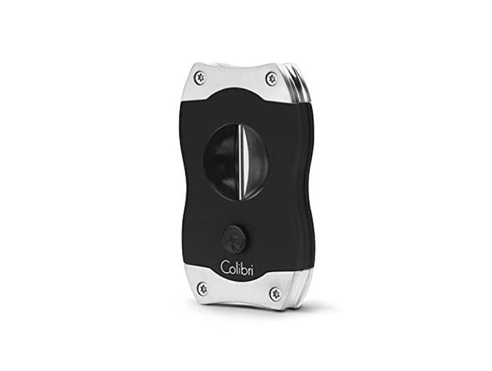 Colibri V-Cut Sigaar Cutter Zwart Spring Loaded Release Diepe 7mm V Cut Tot 60+ Ringmaat Sigaren Ergonomisch ontwerp