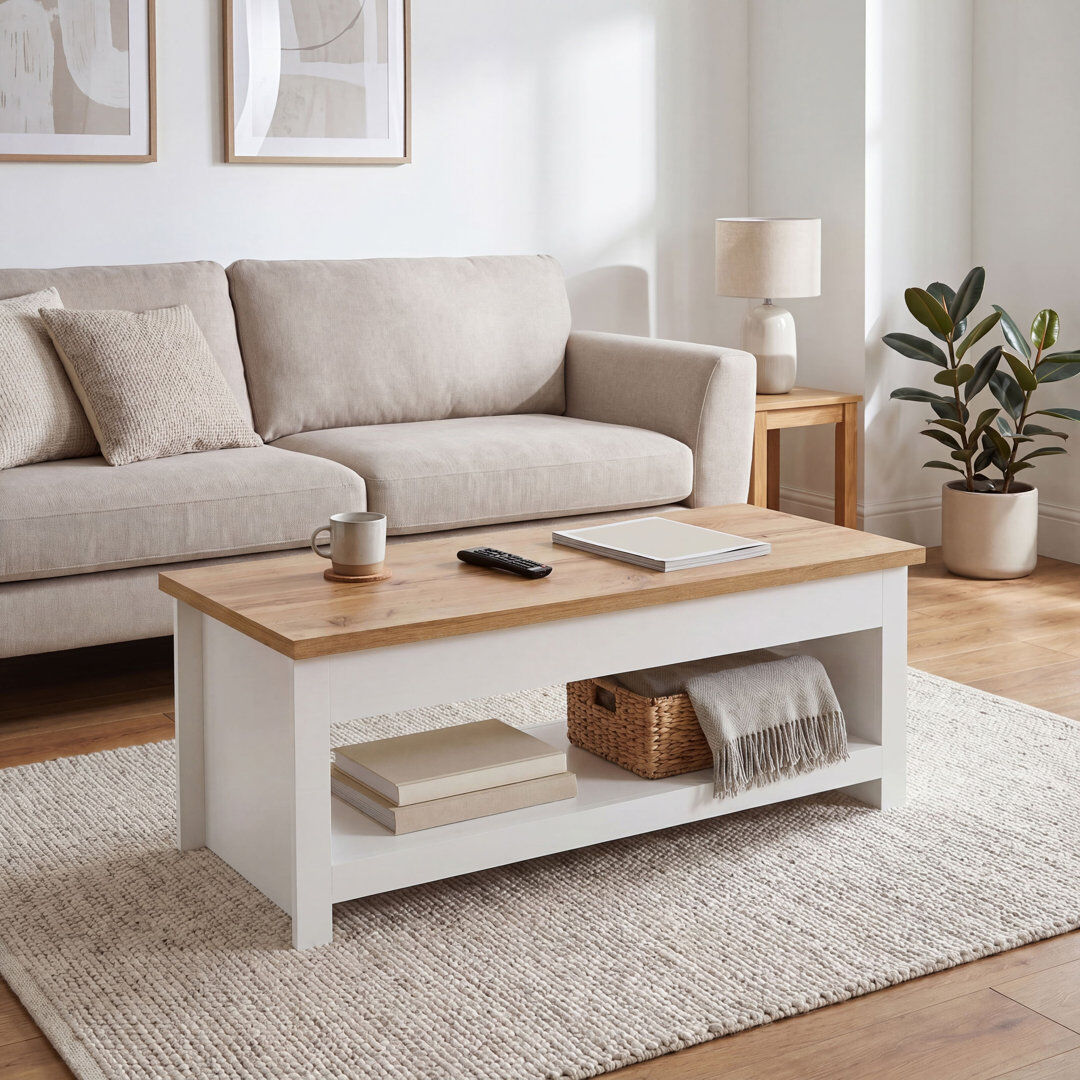 August Grove Beacsfield Sled Coffee Table with Storage White 40.5cm H X 105cm W X 47cm D