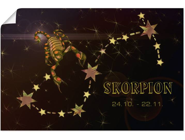 Wandbild ARTLAND Sternzeichen - Skorpion , gold (farbe bild(er): goldfarben), B:30cm H:20cm, Bilder, Wandbild, als Leinwandbild, Poster in verschied. Grössen
